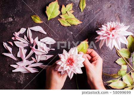 DIY making realistic flowers from foam material DIY making realistic flowers from foam material 58099699
