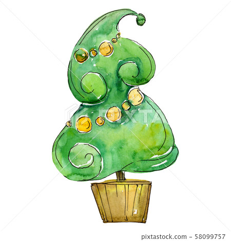 Christmas winter holiday symbol isolated. Watercolor background set. Isolated christmas illustration Christmas winter holiday symbol isolated. Watercolor background set. Isolated christmas illustration 58099757