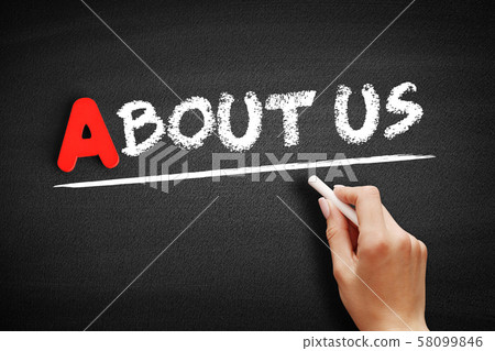 About Us text on blackboard 58099846