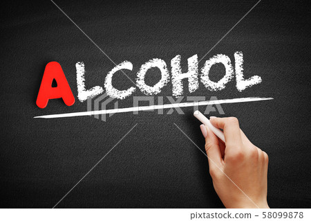 Alcohol text on blackboard Alcohol text on blackboard 58099878