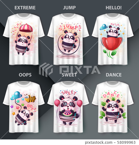 Set cute panda - cartoon characters 58099963
