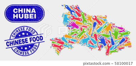 Assembly Hubei Province Map and Distress Chinese Food Stamps 58100017