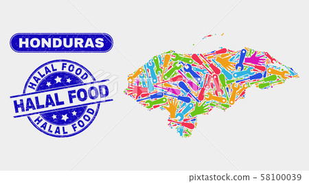 Tools Honduras Map and Distress Halal Food Stamp Seals Tools Honduras Map and Distress Halal Food Stamp Seals 58100039