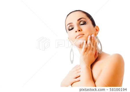 Beautiful Face of Young Woman with make up isolated 58100194