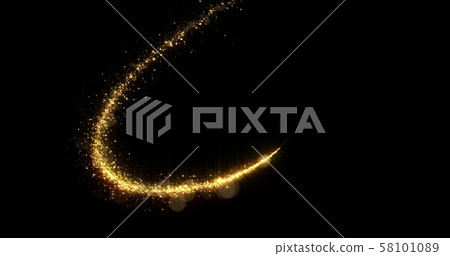 Golden glitter light tail, sparkling shine glow 58101089