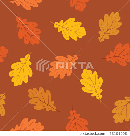 Autumn leaves seamless pattern. Fall nature oak - Stock Illustration ...