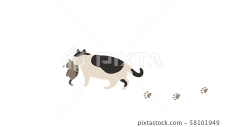 貓父母和孩子散步 貓父母和孩子散步 58101949