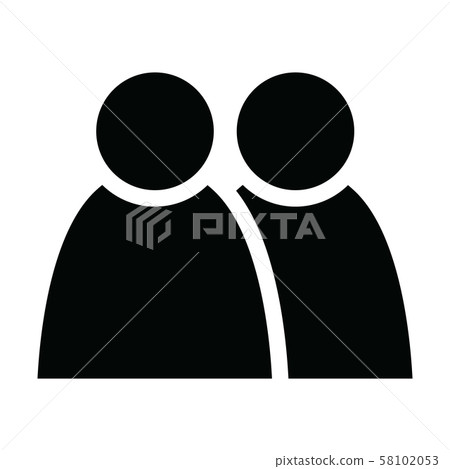 2 people tandem icon. Group of persons. Simplified human pictogram. Modern simple flat vector icon 58102053