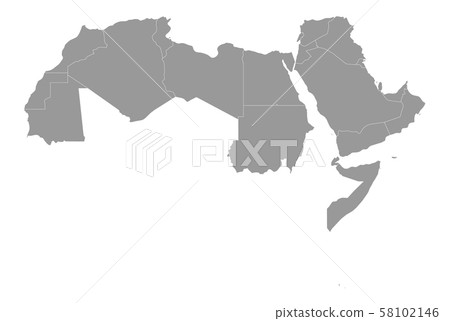 Arab World states political map with higlighted 22 arabic-speaking countries of the Arab League Arab World states political map with higlighted 22 arabic-speaking countries of the Arab League 58102146