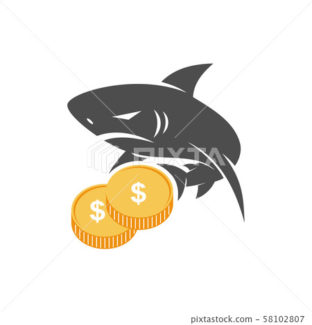 Shark Money Stack logo design vector isolated Shark Money Stack logo design vector isolated 58102807