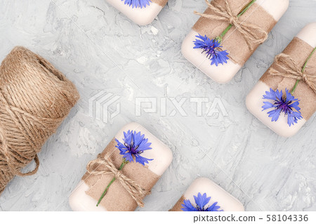 Handmade natural soap set decorated with craft 58104336