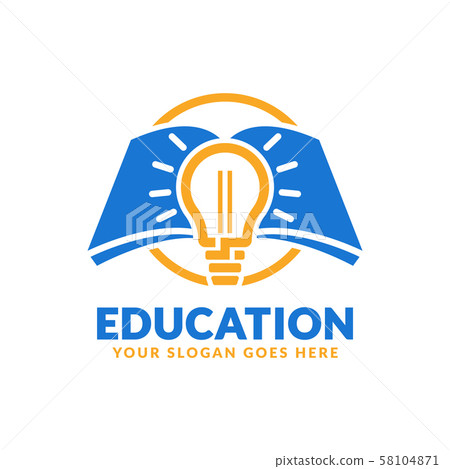Education logo design template, book and bulb icon Education logo design template, book and bulb icon 58104871