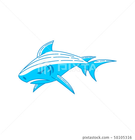 Shark aquatic logo design Outline illustration Shark aquatic logo design Outline illustration 58105316