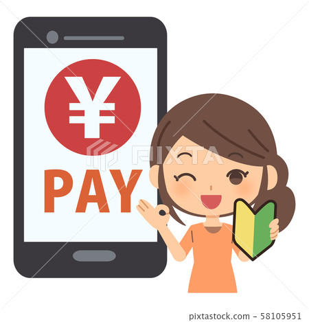Female smartphone payment beginner Female smartphone payment beginner 58105951