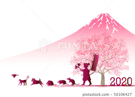 Child new year's card washi paper background Child new year's card washi paper background 58106427