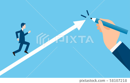 Image of businessman and arrow running Image of businessman and arrow running 58107218