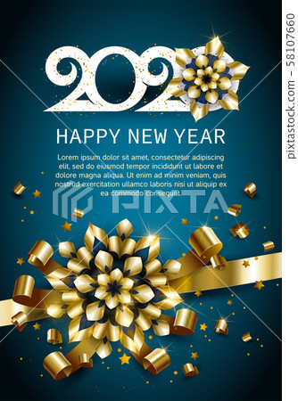 2020 Happy New Year Gold Greeting Card With Stock