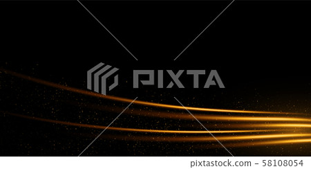Golden glowing lines on dark background 58108054