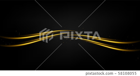 Golden glowing lines on dark background 58108055