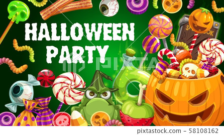 Halloween trick or treat candies, jellies, pumpkin Halloween trick or treat candies, jellies, pumpkin 58108162