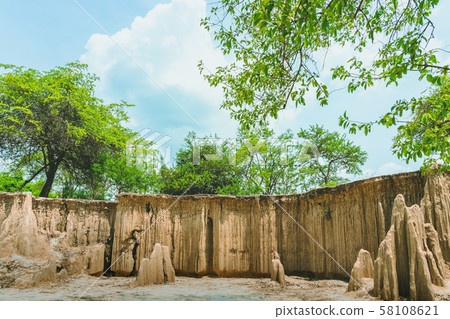 Beautiful Scenery of Water flows through the ground have erosion and collapse of the soil  into a  natural layer at Pong Yub,  Ratchaburi,Thailand Beautiful Scenery of Water flows through the ground have erosion and collapse of the soil  into a  natural layer at Pong Yub,  Ratchaburi,Thailand 58108621