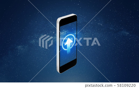 Mobile smart phone with arrow sign on screen 58109220