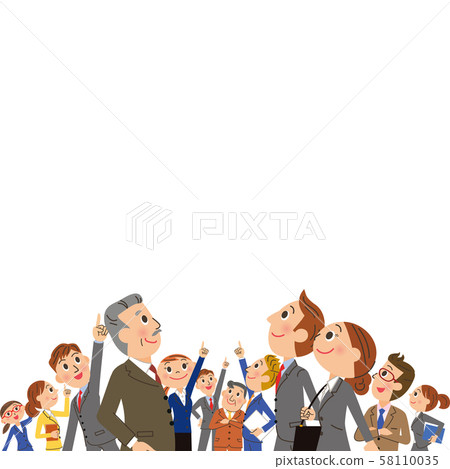 Office workers gather and look up Office workers gather and look up 58110035