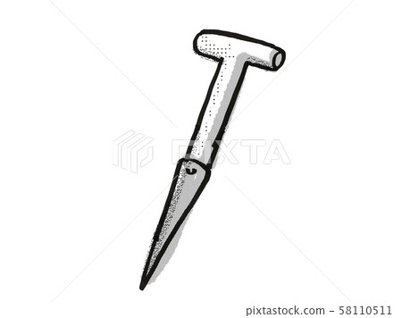 Dibber Garden Tool Cartoon Retro Drawing 58110511