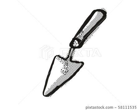 Hand Trowel Garden Tool Cartoon Retro Drawing Hand Trowel Garden Tool Cartoon Retro Drawing 58111535