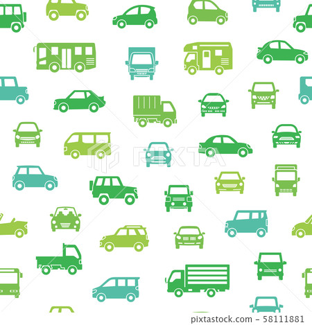 Various car icons seamless pattern background (silhouette) eco color 58111881