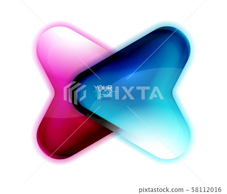 Glass arrow button banner design. Arrowhead glossy icon. Directional cursor, interface element or Glass arrow button banner design. Arrowhead glossy icon. Directional cursor, interface element or 58112016