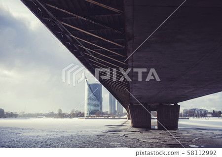 river Daugava in winter day river Daugava in winter day 58112992