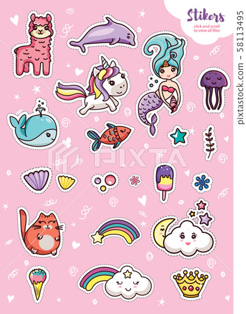 Cute Stickers Kawai on Pink Magic Emblem Creative 58113495