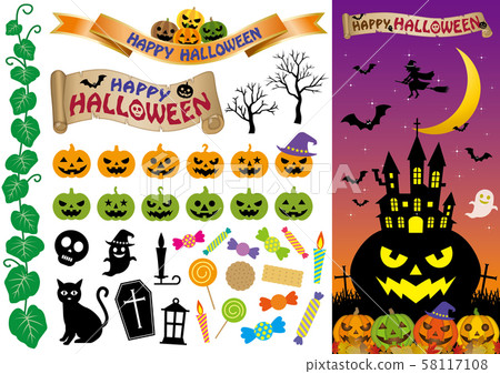 Halloween illustration material set Halloween illustration material set 58117108
