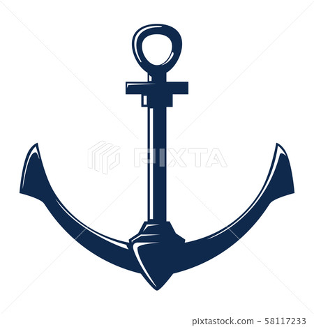 Blue flat anchor isolated on white background,... - Stock Illustration ...