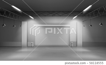 Empty storehouse, warehouse interior, factory 58118555