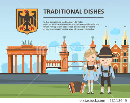 Urban landscape with Germany landmarks and peoples Urban landscape with Germany landmarks and peoples 58118649