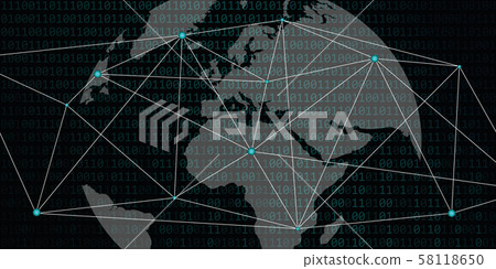 digital network world with binary code background - Stock Illustration ...