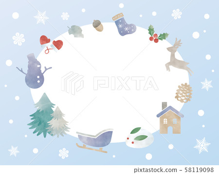 Winter watercolor frame frame card 58119098