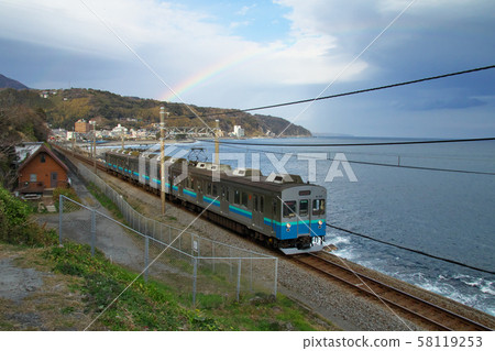 Izukyu 8000 series and rainbow running on the Izu coastline Izukyu 8000 series and rainbow running on the Izu coastline 58119253