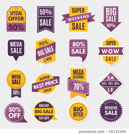 Labels and tags with advertizing info for promotion and big sales 58119390