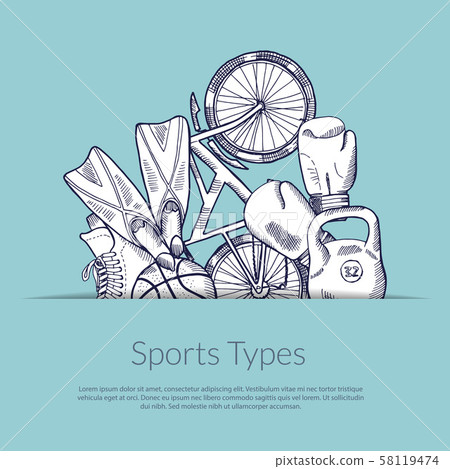Vector hand drawn sports equipment Vector hand drawn sports equipment 58119474