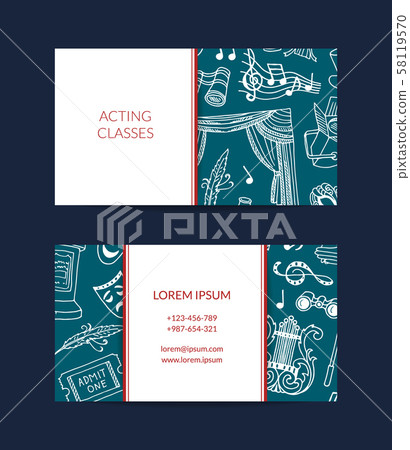 Vector doodle theatre elements business card template 58119570
