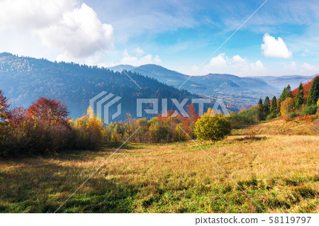 mountainous autumn countryside in the mourning mountainous autumn countryside in the mourning 58119797