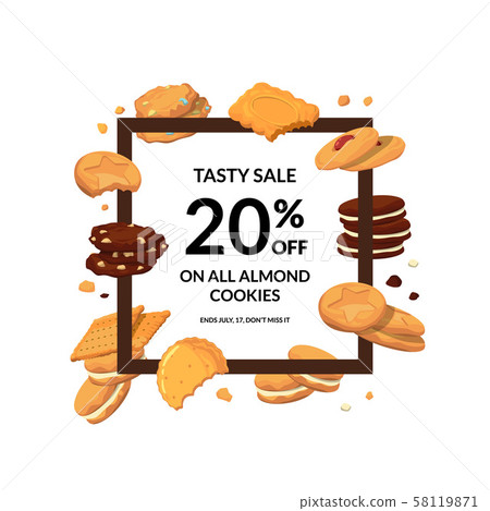 Vector frame with cartoon cookies 58119871