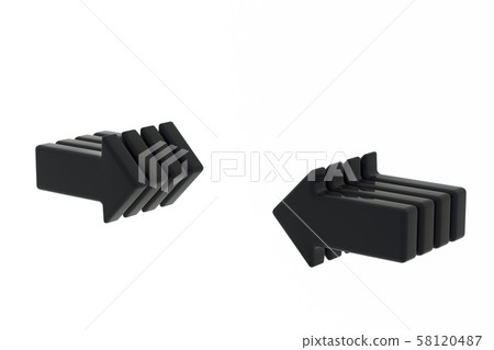 3D illustration of facing arrows 3D illustration of facing arrows 58120487