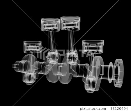 Pistons and crankshaft X-Ray style Pistons and crankshaft X-Ray style 58120494