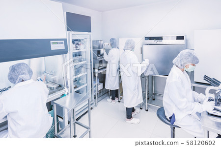 microbiology scientists teamwork working in laboratory 58120602