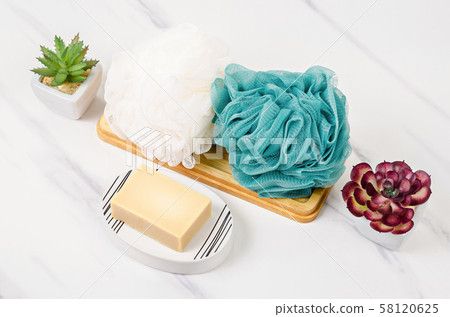 Shower sponge and herb soap. Shower sponge and herb soap. 58120625