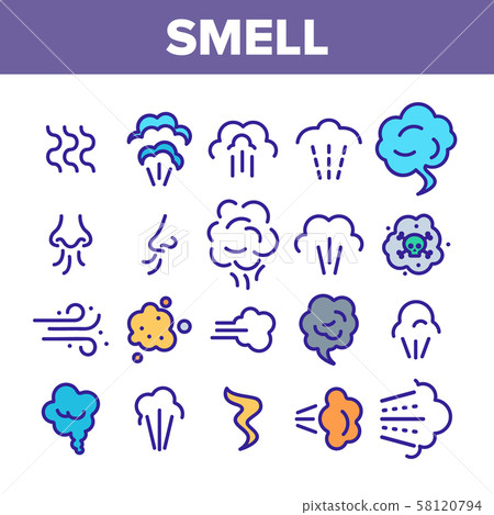 Smell Cloud Collection Elements Icons Set Vector 58120794